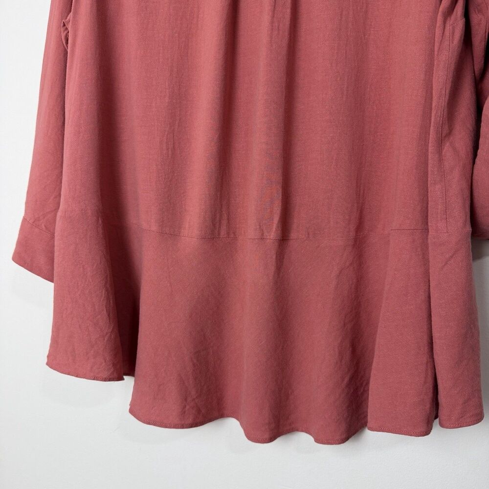 Soft Surroundings Button Up Blouse Shirt Roll Tab Sleeves Mauve Pink Women’s 2X - Picture 6 of 10
